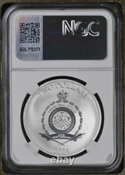 2024 Niue 1 Oz 2 $ Star Wars Le Mandalorien Grogu / Bébé Yoda Ngc Ms69 Fr