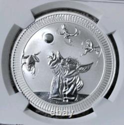 2024 Niue 1 Oz 2 $ Star Wars Le Mandalorien Grogu / Bébé Yoda Ngc Ms69 Fr
