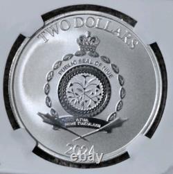 2024 Niue 1 Oz 2 $ Star Wars Le Mandalorien Grogu / Bébé Yoda Ngc Ms69 Fr