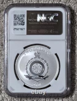 2024 Niue 1 Oz 2 $ Star Wars Le Mandalorien Grogu / Bébé Yoda Ngc Ms69 Fr