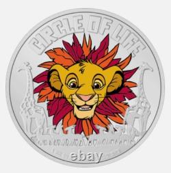 2024 Niue 2 $ LE ROI LION Cercle de la Vie 30e Anniversaire NGC PF70 Pop 7