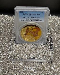 2024 Niue S$2 Disney Le Roi Lion Colorisé PCGS PR70DCAM 1 de 10