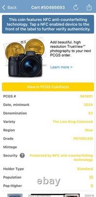 2024 Niue S$2 Disney Le Roi Lion Colorisé PCGS PR70DCAM 1 de 10
