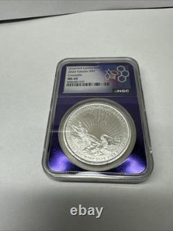 2024 Tokelau 5 $ Paysages sauvages Pièce en argent Crocodile NGC MS 69 Noyau violet