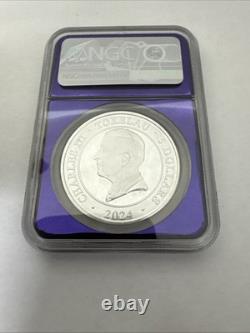 2024 Tokelau 5 $ Paysages sauvages Pièce en argent Crocodile NGC MS 69 Noyau violet