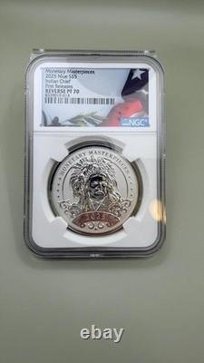 2025 Argent Niue 5 $ Chef Indien Premières Émissions REV PF70 Chefs-d'œuvre Monétaires