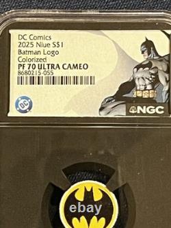 2025 Niue 1 $ Batman Logo Pièce en argent colorisée NGC PF70 Ultra Cameo