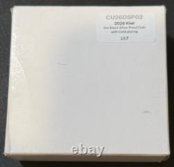 2026 2 Oz. 999 Argent Épreuve Nouvelle-Zélande Te Kiwi Nui Pièce Couleur Noir et Or