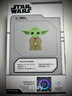 2K FRAPPE? Collection de pièces de monnaie Chibi en argent 1 oz 2022 Star Wars Maître Yoda
