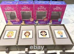 4 Disney Silver Proof Princesse Chibis Cendrillon, Blanche-neige, Belle Et Aurora