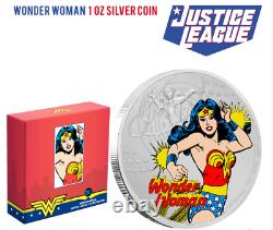 7 2020 Niue Ligue de Justice 60e Wonder Woman Aq Batman Superman GL MM Fl DC JLA