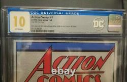 Action Comics #1 Cgc 10.0 35 Grams Silver Foil 2018 DC Superman Première Sortie