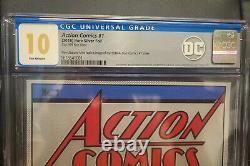 Action Comics #1 Cgc 10.0 35 Grams Silver Foil 2018 DC Superman Premiers Lancements