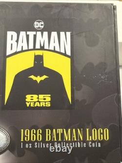 Barre en argent fin de 1 oz avec logo Batman 1996, avec boîte, pièce 2024, New Zealand Mint 032434