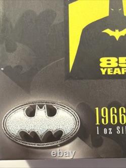 Barre en argent fin de 1 oz avec logo Batman 1996, avec boîte, pièce 2024, New Zealand Mint 032434
