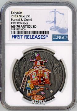 Contes de fées Hansel et Gretel Pièce d'argent 1 oz 1$ Niue 2023 NGC 70 FR