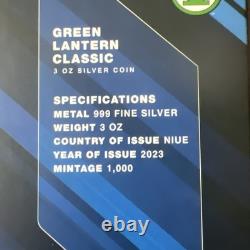 DC LANTERNE VERTE (3 OZ) pièce en argent tirage limité à 1000 par la MINT DE NOUVELLE-ZÉLANDE
