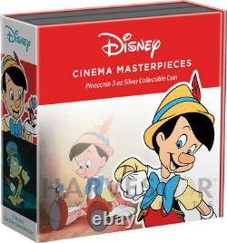 Disney Cinema Chefs-d'œuvre Pinocchio 3 Oz Silver Coin Ngc Pf70 First Relea