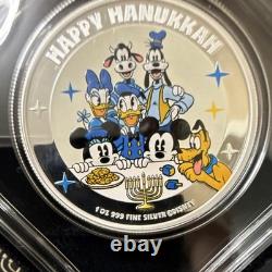 Disney Joyeux Hanoucca pièce en argent fin 0,999 de 1 oz New Zealand Mint multicolore