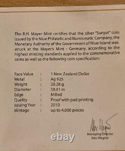 Dollar néo-zélandais en argent 925 - Étui en cuir d'origine Mayer