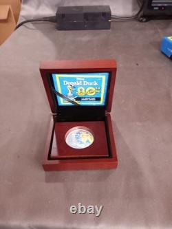 Donald Duck 80e Anniversaire NIUE 1 oz. Pièce en Argent avec COA Monnaie de Nouvelle-Zélande