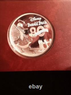 Donald Duck 80e Anniversaire NIUE 1 oz. Pièce en Argent avec COA Monnaie de Nouvelle-Zélande