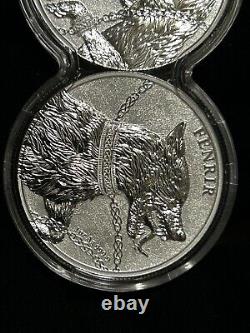 En français, cela se traduirait par : Ensemble de pièces de monnaie Germania Beasts Fenrir 2 x 1 oz. en argent 9999 BU de 2022 avec capsule duo.