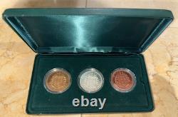Ensemble de 3 pièces de 1937 d'Edward VIII Nouvelle-Zélande en alliage d'argent et d'or et cuivre avec certificat d'authenticité et étui