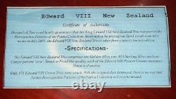 Ensemble de 3 pièces de 1937 d'Edward VIII Nouvelle-Zélande en alliage d'argent et d'or et cuivre avec certificat d'authenticité et étui