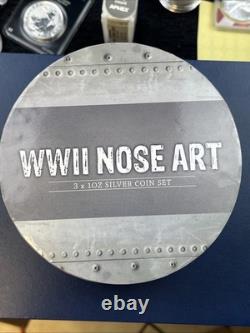 Ensemble de 3 pièces en argent de 1 oz 2012 Nouvelle-Zélande et Mint (Niue) WWII Nose Set