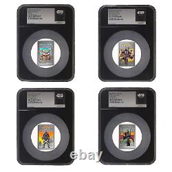 Ensemble de 4 pièces de la série de posters Star Wars Mandalorian de Niue 2022 NGC MS70 Premières Éditions