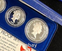 Ensemble de 5 pièces en argent PROOF de la Monnaie royale australienne/Banque de Nouvelle-Zélande de 1990