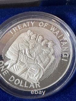 Ensemble de 5 pièces en argent en épreuve de 1990 Nouvelle-Zélande - Traité de Waitangi
