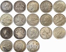 Ensemble de 9 pièces en argent d'Australie, de Nouvelle-Zélande, du Canada et de Terre-Neuve 1919-68