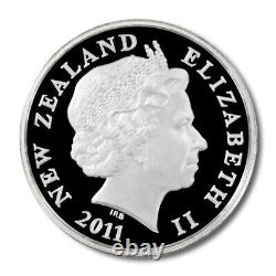 Ensemble de monnaie en argent de Nouvelle-Zélande 5 pièces en argent épreuve 2011 Boîtier en bois émis par la Monnaie