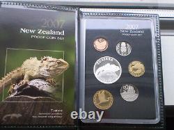 Ensemble de pièces de monnaie de preuve en argent de Nouvelle-Zélande 2007 - Tautara! Mintage 1041