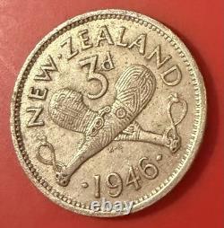 Ensemble de pièces en argent de Nouvelle-Zélande ! Fougère, demi-couronne, shilling et pence