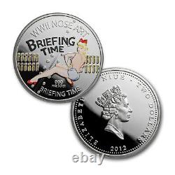 Ensemble de preuves d'art nasal de la Seconde Guerre mondiale en argent de 3x 1 oz 2012 Niue $2