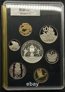 Ensemble de preuves de la Coupe du monde de rugby Elizabeth II de 1991 en Nouvelle-Zélande - 7 pièces de monnaie dont 1 en argent i114840