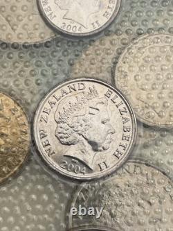 Ensemble touristique néo-zélandais 2004 NZ/Allemand avec une pièce d'erreur RARE 10c MULE à double bord