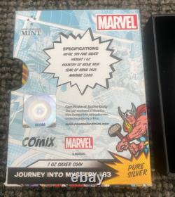 FAIBLE POP 96 ! Pièce de 1 oz du comic book Marvel Thor ! Journey Into Mystery #83 Comix Niue