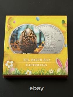 Fidji One Earth pièce en argent 999 de 1 oz. Édition œuf de Pâques, seulement 205 exemplaires frappés