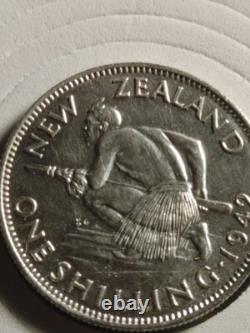Gem AU PL Argent Rare shilling, 1942 Nouvelle-Zélande Argent KGVI avec étui
