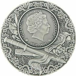 Hua Mulan Heroines 2021 Niue 2 Oz Antique Silver Coin Ngc 70 + Ogp