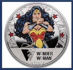 Ligue de justice de Niue 80e anniversaire de Wonder Woman 1 oz d'argent DC JLA de 2021