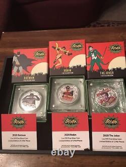 Lot 3 Batman Robin Joker 1 Oz Ea Nouvelle-zélande 2020 Unc $2 Niue Silver Coins. 999