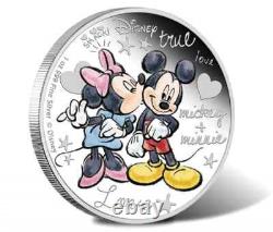 MICKEY + MINNIE LOVE COIN 1 oz. 999 ARGENT MONNAIE DE NOUVELLE-ZÉLANDE 20 20