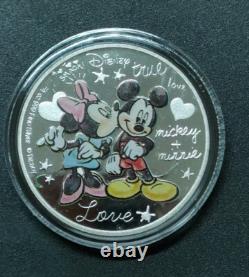 MICKEY + MINNIE LOVE COIN 1 oz. 999 ARGENT MONNAIE DE NOUVELLE-ZÉLANDE 20 20