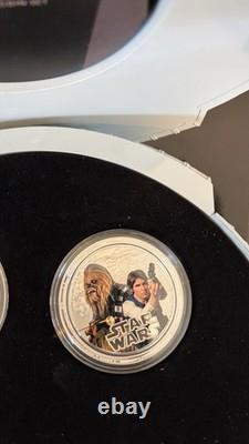 MINT Star Wars 2011 Monnaie de Nouvelle-Zélande 1 oz Argent Ensemble de 8 Pièces Vader & Falcon Étuis OGP COA