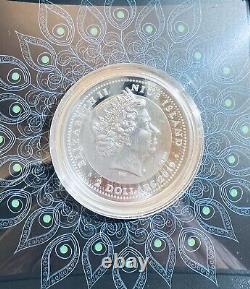 Majestic Blue Peafowl 2019 Silver Coin 2 Dollars Néo-zélandais